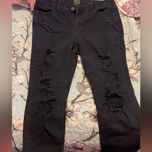 True Craft black mid rise ripped jeans size 11